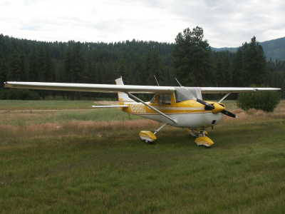 Cessna 150 parked on grass